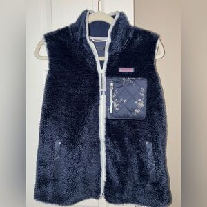 Vineyard Vines Sherpa Vest Navy/White/Cream Sz M
